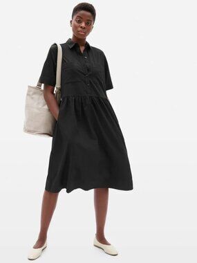 Everlane The Parklet Shirtdress Black Cotton Short Sleeve Size 4